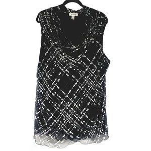 Dress barn Women Drapey Sleeveless Blouse Black Top Plus Size